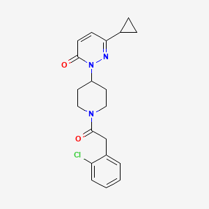 molecular formula C20H22ClN3O2 B2669838 2-[1-[2-(2-Chlorophenyl)acetyl]piperidin-4-yl]-6-cyclopropylpyridazin-3-one CAS No. 2309733-39-7