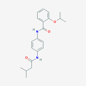 molecular formula C21H26N2O3 B266984 2-isopropoxy-N-{4-[(3-methylbutanoyl)amino]phenyl}benzamide 
