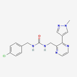 molecular formula C17H17ClN6O B2669841 1-(4-chlorobenzyl)-3-((3-(1-methyl-1H-pyrazol-4-yl)pyrazin-2-yl)methyl)urea CAS No. 2034230-73-2
