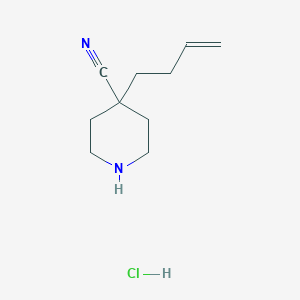molecular formula C10H17ClN2 B2669845 4-(丁-3-烯-1-基)哌啶-4-碳腈 盐酸盐 CAS No. 2241128-48-1