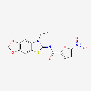 N-(7-ethyl-[1,3]dioxolo[4,5-f][1,3]benzothiazol-6-ylidene)-5-nitrofuran-2-carboxamide