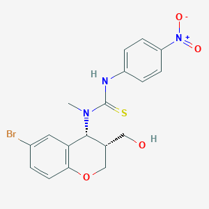 molecular formula C18H18BrN3O4S B2669856 N-[6-bromo-3-(hydroxymethyl)-3,4-dihydro-2H-chromen-4-yl]-N-methyl-N'-(4-nitrophenyl)thiourea CAS No. 321521-55-5