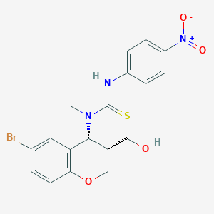 molecular formula C18H18BrN3O4S B2669856 N-[6-溴-3-(羟甲基)-3,4-二氢-2H-香豆素-4-基]-N-甲基-N'-(4-硝基苯基)硫脲 CAS No. 321521-55-5