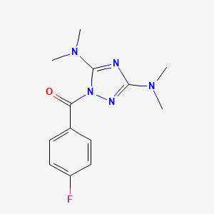 molecular formula C13H16FN5O B2669858 (3,5-双(二甲基氨基)-1H-1,2,4-三唑-1-基)(4-氟苯基)甲酮 CAS No. 478032-10-9