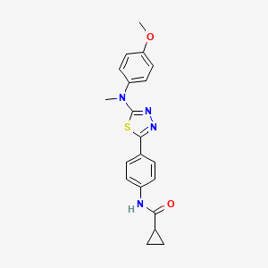 molecular formula C20H20N4O2S B2669876 N-(4-(5-((4-methoxyphenyl)(methyl)amino)-1,3,4-thiadiazol-2-yl)phenyl)cyclopropanecarboxamide CAS No. 1021059-68-6