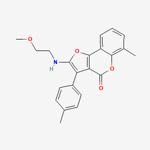 molecular formula C22H21NO4 B2669888 2-((2-甲氧基乙基)氨基)-6-甲基-3-(对甲苯基)-4H-噻吩并[3,2-c]香豆素-4-酮 CAS No. 938025-40-2