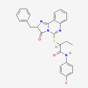 2-((2-benzyl-3-oxo-2,3-dihydroimidazo[1,2-c]quinazolin-5-yl)thio)-N-(4-fluorophenyl)butanamide