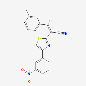 molecular formula C19H13N3O2S B2669893 (Z)-2-(4-(3-nitrophenyl)thiazol-2-yl)-3-(m-tolyl)acrylonitrile CAS No. 476668-79-8