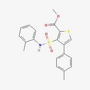 molecular formula C20H19NO4S2 B2669894 Methyl 4-(4-methylphenyl)-3-[(2-methylphenyl)sulfamoyl]thiophene-2-carboxylate CAS No. 941935-51-9