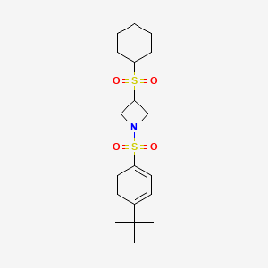 molecular formula C19H29NO4S2 B2669895 1-((4-(叔丁基)苯基)磺酰)-3-(环己基磺酰)氮杂环丁烷 CAS No. 1798461-06-9