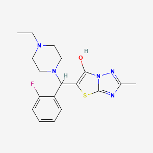 molecular formula C18H22FN5OS B2669896 5-((4-Ethylpiperazin-1-yl)(2-fluorophenyl)methyl)-2-methylthiazolo[3,2-b][1,2,4]triazol-6-ol CAS No. 869343-49-7