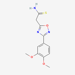 molecular formula C12H13N3O3S B2669903 2-[3-(3,4-Dimethoxyphenyl)-1,2,4-oxadiazol-5-yl]ethanethioamide CAS No. 1112445-14-3