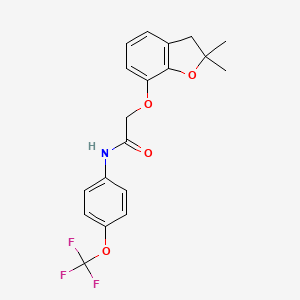 molecular formula C19H18F3NO4 B2669909 2-((2,2-二甲基-2,3-二氢苯并呋喃-7-基)氧)-N-(4-(三氟甲氧基)苯基)乙酰胺 CAS No. 941943-78-8