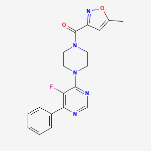 molecular formula C19H18FN5O2 B2669915 [4-(5-Fluoro-6-phenylpyrimidin-4-yl)piperazin-1-yl]-(5-methyl-1,2-oxazol-3-yl)methanone CAS No. 2379972-42-4