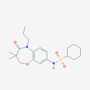 molecular formula C20H30N2O4S B2669920 N-(3,3-二甲基-4-氧代-5-丙基-2,3,4,5-四氢苯并[1,4]噁二唑-8-基)环己烷磺酰胺 CAS No. 921992-53-2