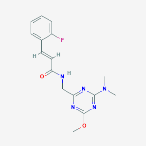 molecular formula C16H18FN5O2 B2669923 (E)-N-((4-(dimethylamino)-6-methoxy-1,3,5-triazin-2-yl)methyl)-3-(2-fluorophenyl)acrylamide CAS No. 2035022-28-5
