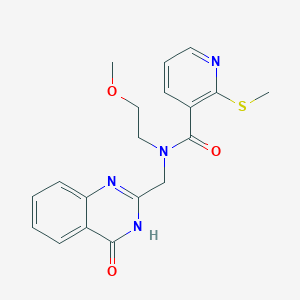 molecular formula C19H20N4O3S B2669930 N-(2-methoxyethyl)-2-(methylsulfanyl)-N-[(4-oxo-3,4-dihydroquinazolin-2-yl)methyl]pyridine-3-carboxamide CAS No. 1061928-30-0