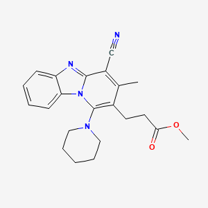 molecular formula C22H24N4O2 B2669933 甲基 3-(4-氰基-3-甲基-1-哌啶-1-基吡啶并[1,2-a]苯并咪唑-2-基)丙酸酯 CAS No. 797771-29-0
