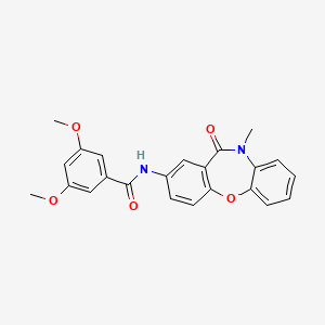 molecular formula C23H20N2O5 B2669946 3,5-dimethoxy-N-(10-methyl-11-oxo-10,11-dihydrodibenzo[b,f][1,4]oxazepin-2-yl)benzamide CAS No. 922131-53-1