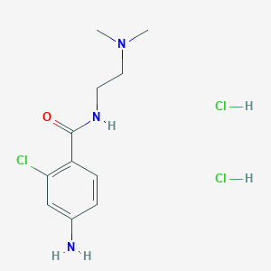 molecular formula C11H18Cl3N3O B2669948 4-amino-2-chloro-N-[2-(dimethylamino)ethyl]benzamide dihydrochloride CAS No. 1423024-06-9
