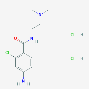 molecular formula C11H18Cl3N3O B2669948 4-氨基-2-氯-N-[2-(二甲胺基)乙基]苯甲酰胺二盐酸盐 CAS No. 1423024-06-9