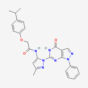 molecular formula C26H25N7O3 B2669952 2-(4-isopropylphenoxy)-N-(3-methyl-1-(4-oxo-1-phenyl-4,5-dihydro-1H-pyrazolo[3,4-d]pyrimidin-6-yl)-1H-pyrazol-5-yl)acetamide CAS No. 1019097-84-7