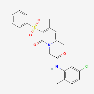 molecular formula C22H21ClN2O4S B2669959 N-(5-氯-2-甲基苯基)-2-[4,6-二甲基-2-氧代-3-(苯基磺酰基)吡啶-1(2H)-基]乙酰胺 CAS No. 946253-36-7