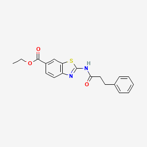 molecular formula C19H18N2O3S B2669960 乙酸2-(3-苯基丙酰胺基)苯并[d]噻唑-6-羧酸酯 CAS No. 946360-12-9