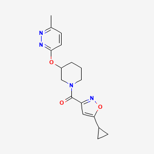 molecular formula C17H20N4O3 B2669961 (5-Cyclopropylisoxazol-3-yl)(3-((6-methylpyridazin-3-yl)oxy)piperidin-1-yl)methanone CAS No. 2034250-93-4