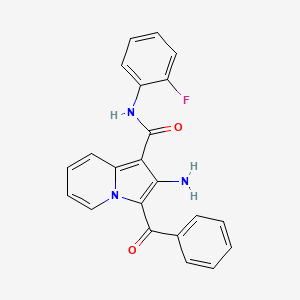 molecular formula C22H16FN3O2 B2669969 2-氨基-3-苯甲酰-N-(2-氟苯基)吲哚啉-1-甲酰胺 CAS No. 903345-58-4