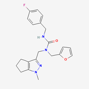 3-(4-Fluorobenzyl)-1-(furan-2-ylmethyl)-1-((1-methyl-1,4,5,6-tetrahydrocyclopenta[c]pyrazol-3-yl)methyl)urea