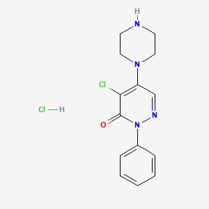 molecular formula C14H16Cl2N4O B2669987 4-Chloro-2-phenyl-5-(piperazin-1-yl)-2,3-dihydropyridazin-3-one hydrochloride CAS No. 1052540-00-7