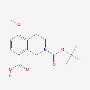 molecular formula C16H21NO5 B2669988 5-Methoxy-2-[(2-methylpropan-2-yl)oxycarbonyl]-3,4-dihydro-1H-isoquinoline-8-carboxylic acid CAS No. 2385797-57-7