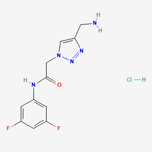molecular formula C11H12ClF2N5O B2669991 2-[4-(Aminomethyl)triazol-1-yl]-N-(3,5-difluorophenyl)acetamide;hydrochloride CAS No. 2402838-12-2
