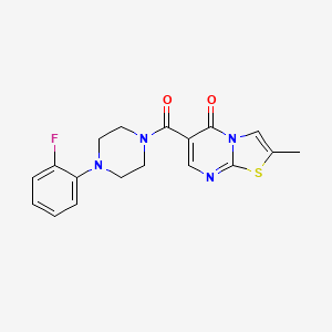 molecular formula C18H17FN4O2S B2669994 6-(4-(2-fluorophenyl)piperazine-1-carbonyl)-2-methyl-5H-thiazolo[3,2-a]pyrimidin-5-one CAS No. 887468-27-1