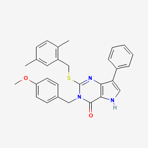molecular formula C29H27N3O2S B2670004 2-((2,5-dimethylbenzyl)thio)-3-(4-methoxybenzyl)-7-phenyl-3H-pyrrolo[3,2-d]pyrimidin-4(5H)-one CAS No. 2034575-78-3