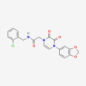 molecular formula C20H16ClN3O5 B2670018 2-[4-(1,3-benzodioxol-5-yl)-2,3-dioxopyrazin-1-yl]-N-[(2-chlorophenyl)methyl]acetamide CAS No. 898409-14-8