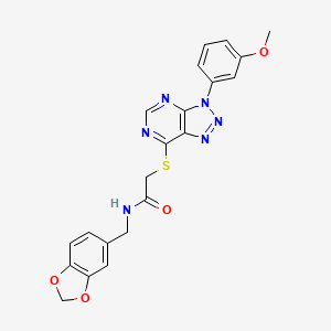 molecular formula C21H18N6O4S B2670020 N-(benzo[d][1,3]dioxol-5-ylmethyl)-2-((3-(3-methoxyphenyl)-3H-[1,2,3]triazolo[4,5-d]pyrimidin-7-yl)thio)acetamide CAS No. 941906-20-3