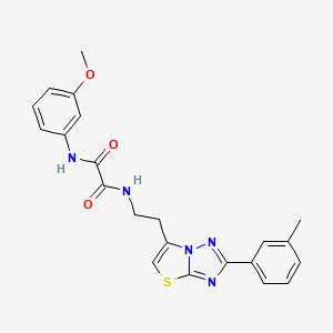 molecular formula C22H21N5O3S B2670025 N1-(3-methoxyphenyl)-N2-(2-(2-(m-tolyl)thiazolo[3,2-b][1,2,4]triazol-6-yl)ethyl)oxalamide CAS No. 894039-81-7