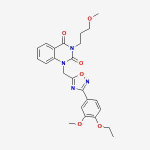 molecular formula C24H26N4O6 B2670030 1-((3-(4-ethoxy-3-methoxyphenyl)-1,2,4-oxadiazol-5-yl)methyl)-3-(3-methoxypropyl)quinazoline-2,4(1H,3H)-dione CAS No. 1105240-01-4