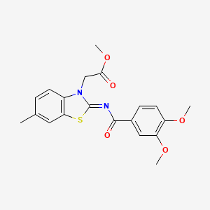 molecular formula C20H20N2O5S B2670042 (Z)-methyl 2-(2-((3,4-dimethoxybenzoyl)imino)-6-methylbenzo[d]thiazol-3(2H)-yl)acetate CAS No. 897616-84-1