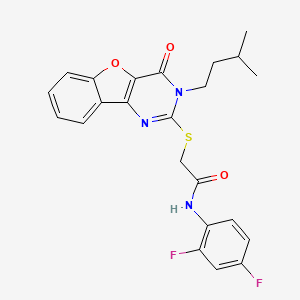 molecular formula C23H21F2N3O3S B2670044 N-(2,4-二氟苯基)-2-{[3-(3-甲基丁基)-4-氧代-3,4-二氢[1]苯并呋喃[3,2-d]嘧啶-2-基]硫代基}乙酰胺 CAS No. 899755-40-9