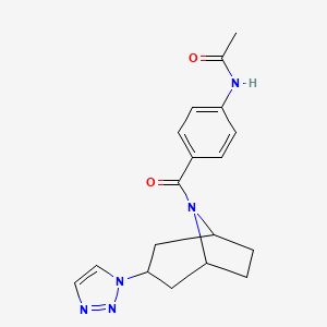 molecular formula C18H21N5O2 B2670047 N-{4-[3-(1H-1,2,3-triazol-1-yl)-8-azabicyclo[3.2.1]octane-8-carbonyl]phenyl}acetamide CAS No. 2177061-11-7