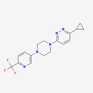 molecular formula C17H18F3N5 B2670053 3-Cyclopropyl-6-[4-[6-(trifluoromethyl)pyridin-3-yl]piperazin-1-yl]pyridazine CAS No. 2380069-56-5