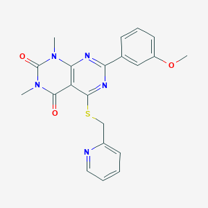 molecular formula C21H19N5O3S B2670068 7-(3-methoxyphenyl)-1,3-dimethyl-5-((pyridin-2-ylmethyl)thio)pyrimido[4,5-d]pyrimidine-2,4(1H,3H)-dione CAS No. 872839-62-8