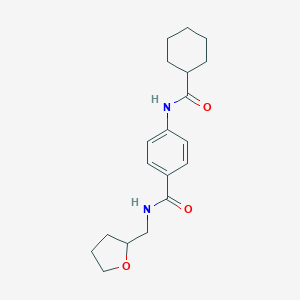 molecular formula C19H26N2O3 B267008 4-[(cyclohexylcarbonyl)amino]-N-(tetrahydro-2-furanylmethyl)benzamide 