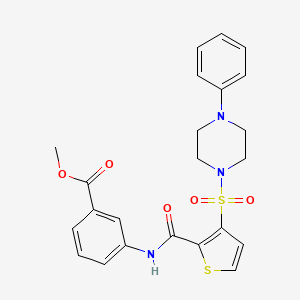 molecular formula C23H23N3O5S2 B2670088 Methyl 3-(3-((4-phenylpiperazin-1-yl)sulfonyl)thiophene-2-carboxamido)benzoate CAS No. 1207008-57-8