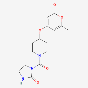 1-(4-((6-methyl-2-oxo-2H-pyran-4-yl)oxy)piperidine-1-carbonyl)imidazolidin-2-one