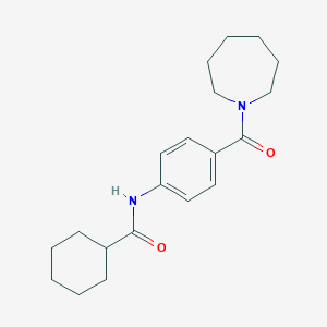 molecular formula C20H28N2O2 B267010 N-[4-(1-azepanylcarbonyl)phenyl]cyclohexanecarboxamide 