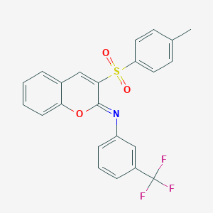 molecular formula C23H16F3NO3S B2670105 (Z)-N-(3-tosyl-2H-chromen-2-ylidene)-3-(trifluoromethyl)aniline CAS No. 902469-29-8